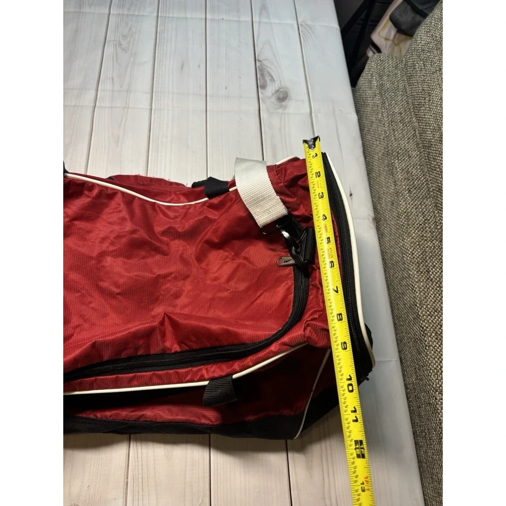 Nike Large Red Black Duffel Bag Swoosh Gym Sports Travel
